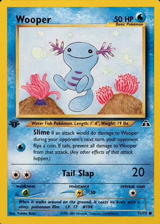 2001 Pokemon Neo Discovery Wooper #71 TCG Card