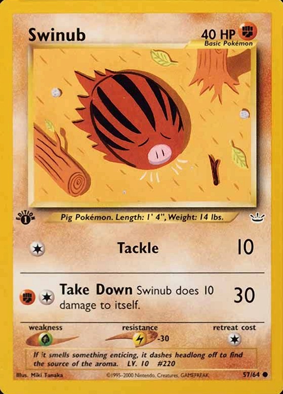 2001 Pokemon Neo Revelation 1st Edition Swinub #57 TCG Card