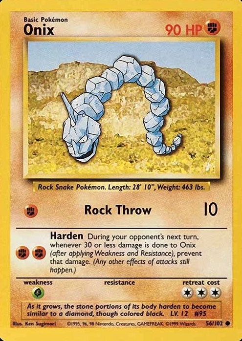 1999 Pokemon Game Onix #56 TCG Card