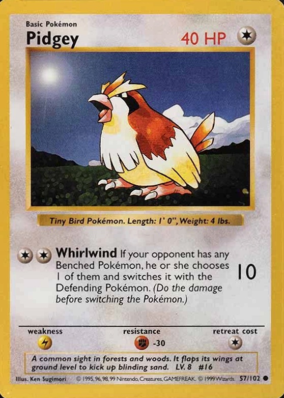 1999 Pokemon Game Pidgey #57 TCG Card