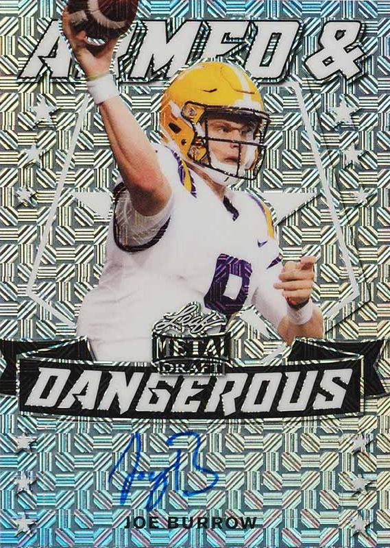 2020 Leaf Metal Draft Armed & Dangerous Autographs Joe Burrow #ADJB1 Football Card