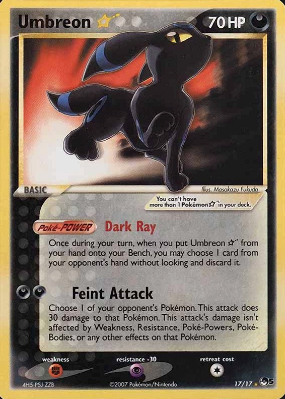 2007 Pokemon Pop Series 5 Umbreon-Gold Star #17 TCG Card