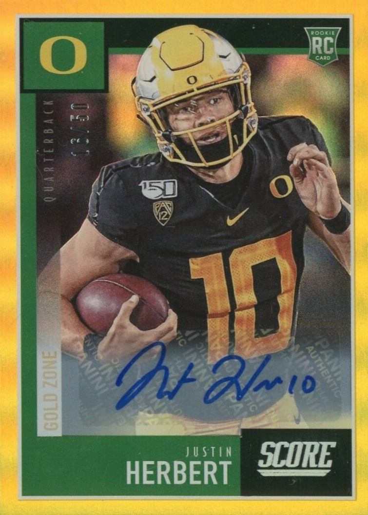 2020 Panini Score Justin Herbert #362 Football Card