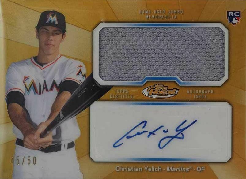 2013 Finest Autograph Jumbo Relic Christian Yelich #AJRCY Baseball Card