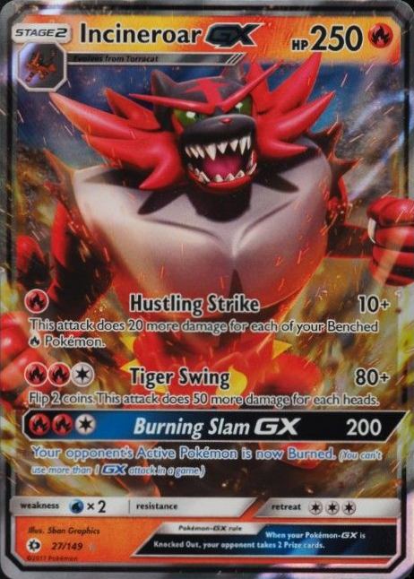 2017 Pokemon Sun & Moon  Incineroar Gx #27 TCG Card