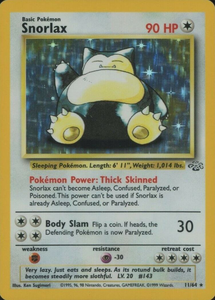 1999 Pokemon Jungle Snorlax #11 TCG Card