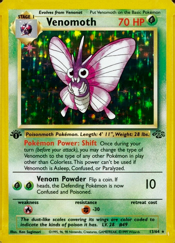 1999 Pokemon Jungle Venomoth-Holo #13 TCG Card