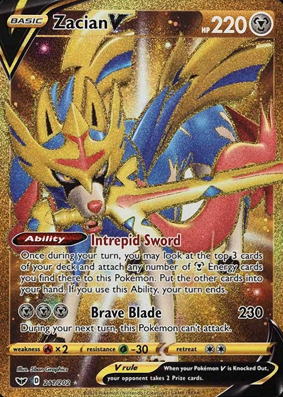 2020 Pokemon Sword & Shield Full Art/Zacian V #211 TCG Card