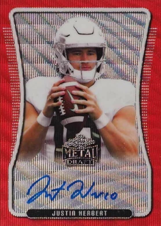 2020 Leaf Metal Draft Autograph Portrait Justin Herbert #BAPJH2 Football Card