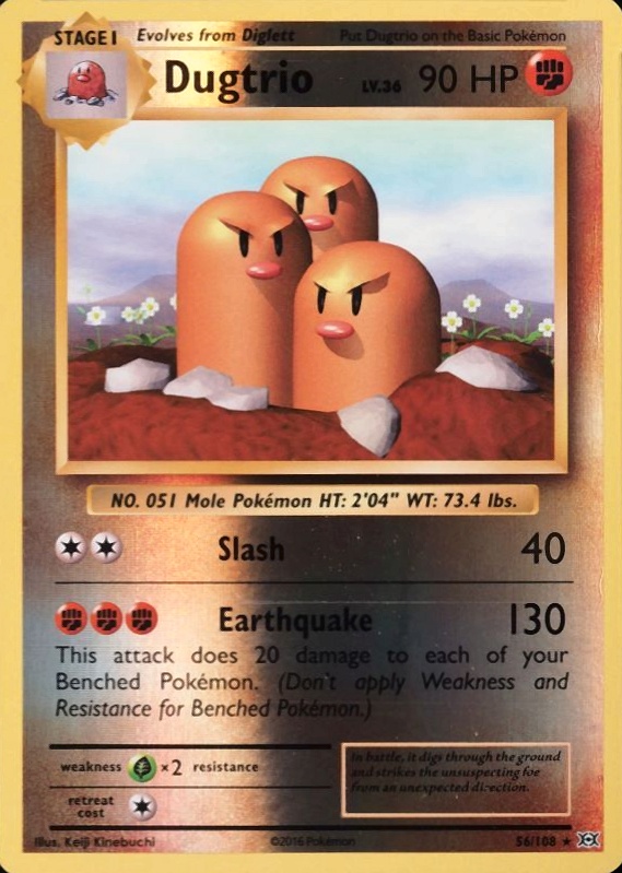 2016 Pokemon XY Evolutions Dugtrio-Reverse Foil #56 TCG Card