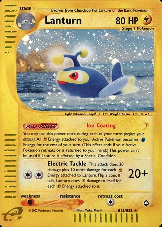 2003 Pokemon Aquapolis Lanturn-Holo #H15 TCG Card