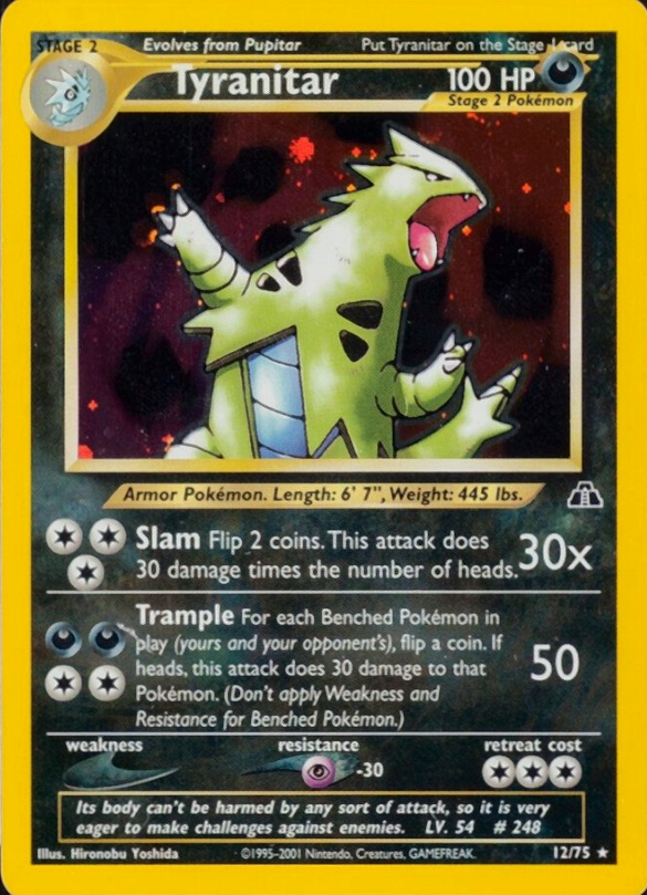 2001 Pokemon Neo Discovery Tyranitar-Holo #12 TCG Card