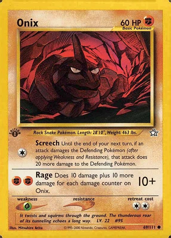 2000 Pokemon Neo Genesis 1st Edition Onix #69 TCG Card