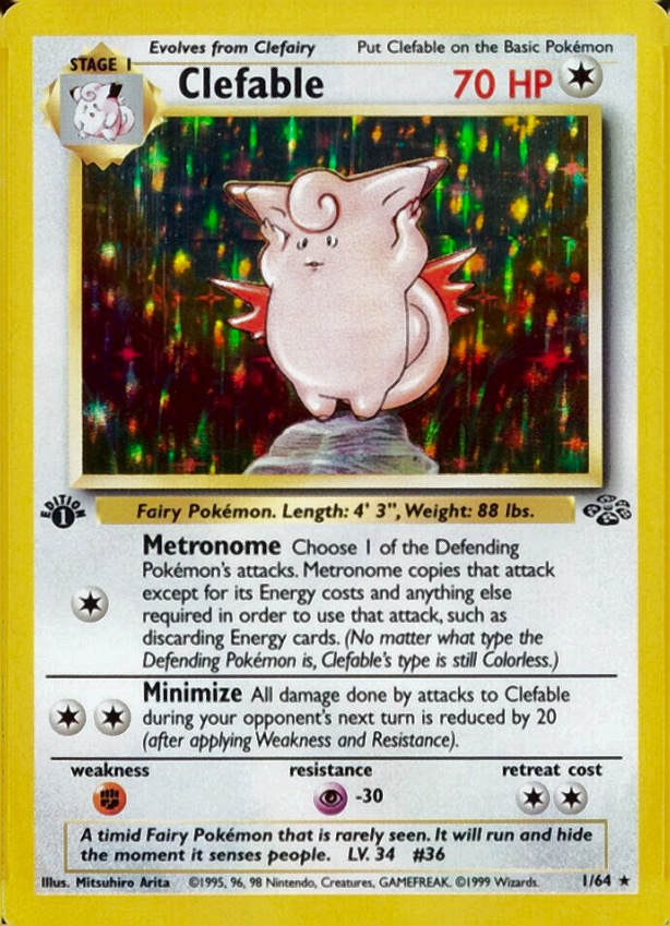 1999 Pokemon Jungle Clefable-Holo #1 TCG Card