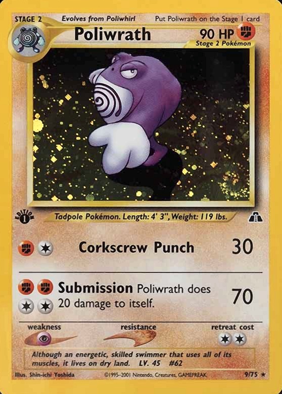 2001 Pokemon Neo Discovery Poliwrath-Holo #9 TCG Card