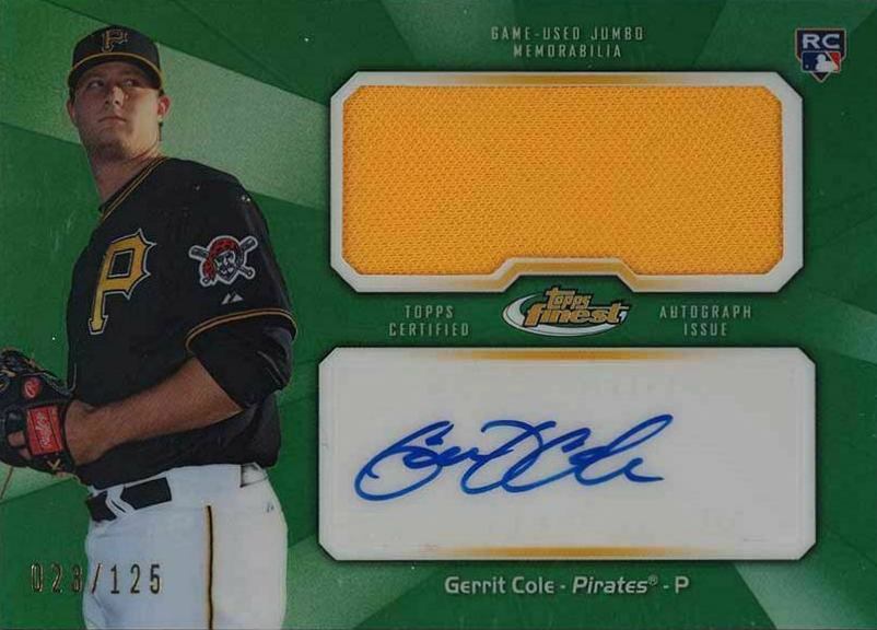 2013 Finest Autograph Jumbo Relic Gerrit Cole #AJRGC Baseball Card