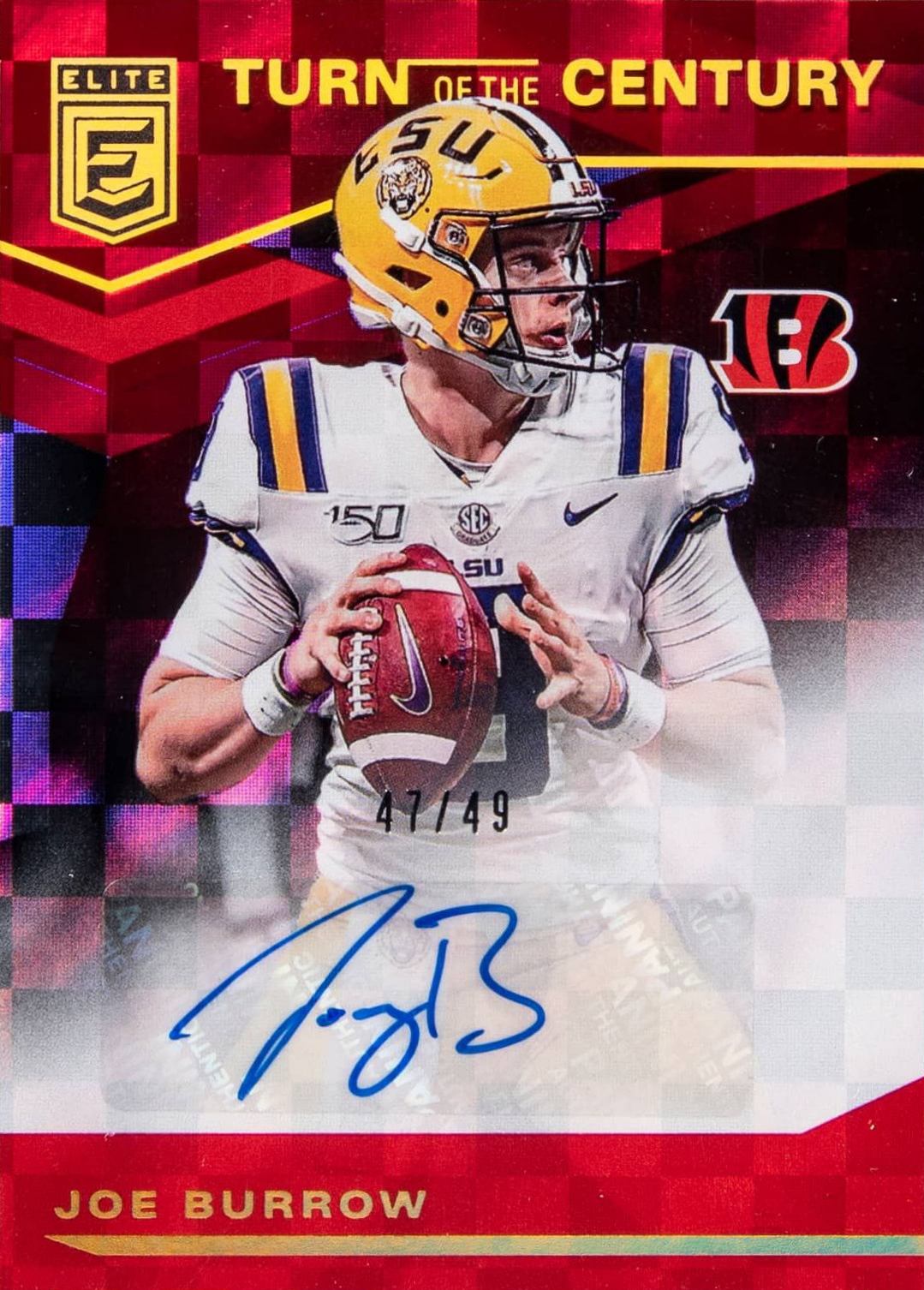 2020 Panini Donruss Elite Turn of the Century Autographs Joe Burrow #TCJB Football Card