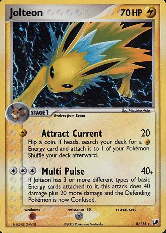 2005 Pokemon EX Unseen Forces Jolteon-Holo #8 TCG Card