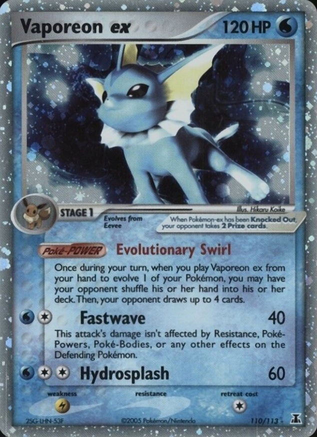 2005 Pokemon EX Delta Species Vaporeon EX-Holo #110 TCG Card