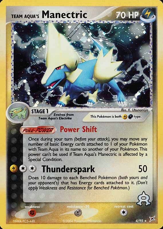 2004 Pokemon EX Team Magma vs. Team Aqua Team Aqua's Manectric-Holo #4 TCG Card