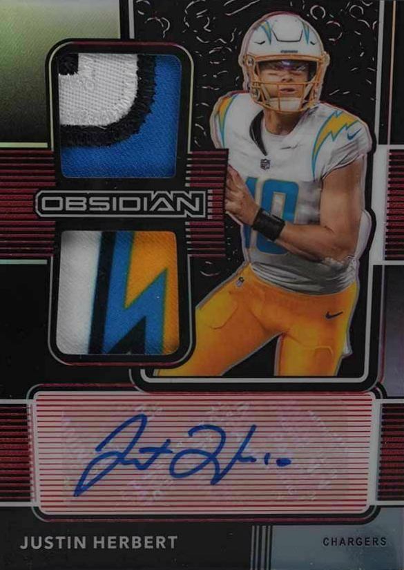 2020 Panini Obsidian Rookie Jersey Ink Justin Herbert #RJI4 Football Card