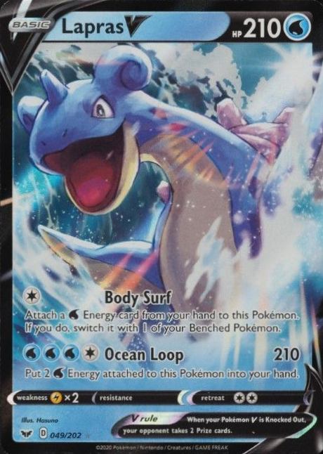 2020 Pokemon Sword & Shield Lapras V #049 TCG Card