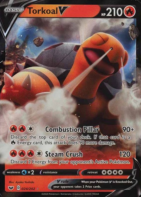 2020 Pokemon Sword & Shield Torkoal V #024 TCG Card