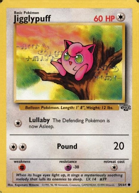 1999 Pokemon Jungle Jigglypuff #54 TCG Card