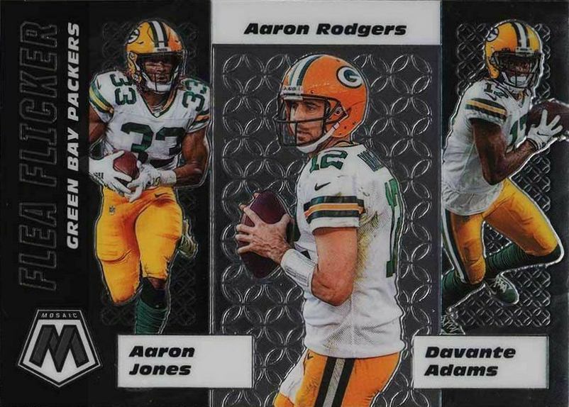 2020 Panini Mosaic Flea Flicker Aaron Jones/Aaron Rodgers/Davante Adams #FF8 Football Card