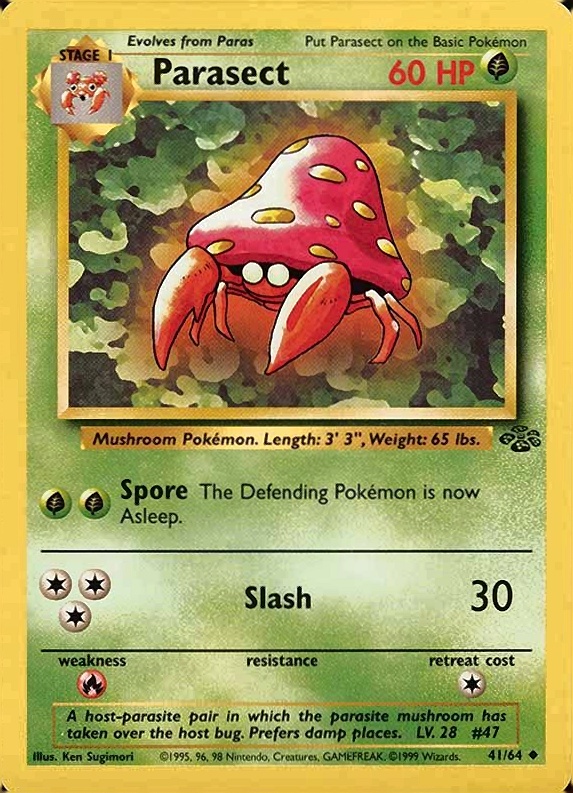 1999 Pokemon Jungle Parasect #41 TCG Card