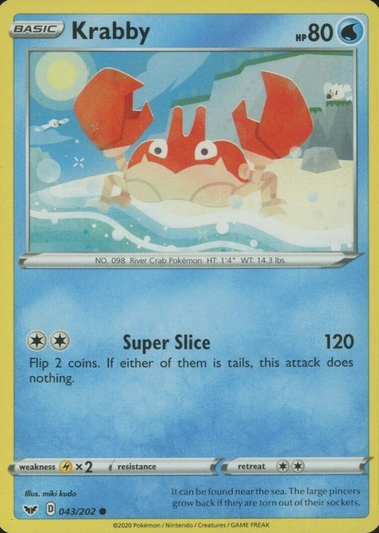 2020 Pokemon Sword & Shield Krabby #043 TCG Card