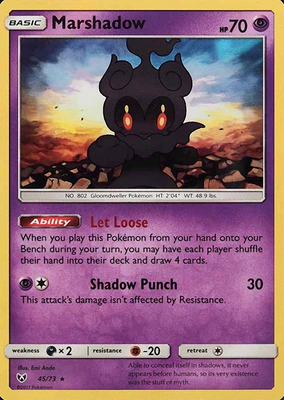 2017 Pokemon Sun & Moon Shining Legends Marshadow-Holo #45 TCG Card