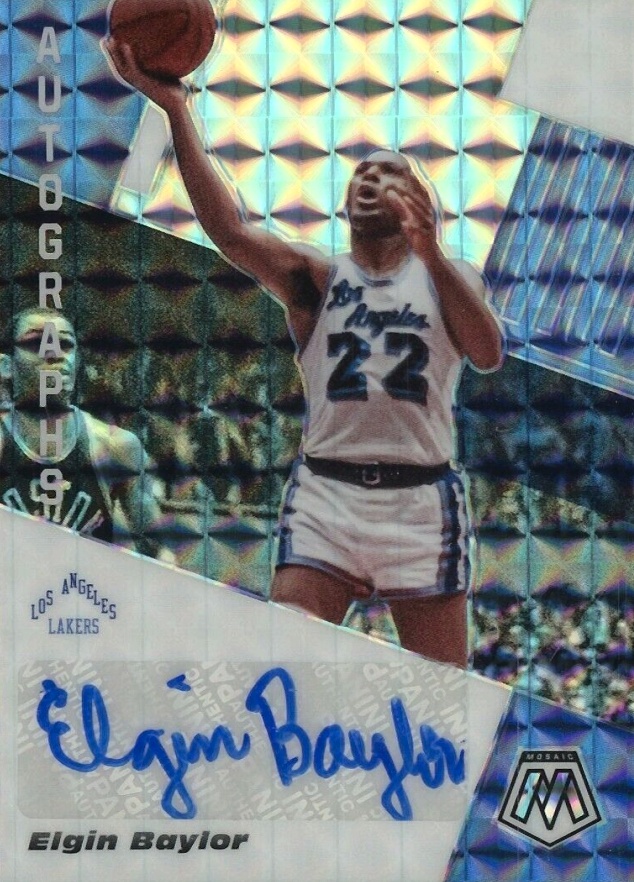 2019 Panini Mosaic Autographs Mosaic Elgin Baylor #AMEBL Basketball Card