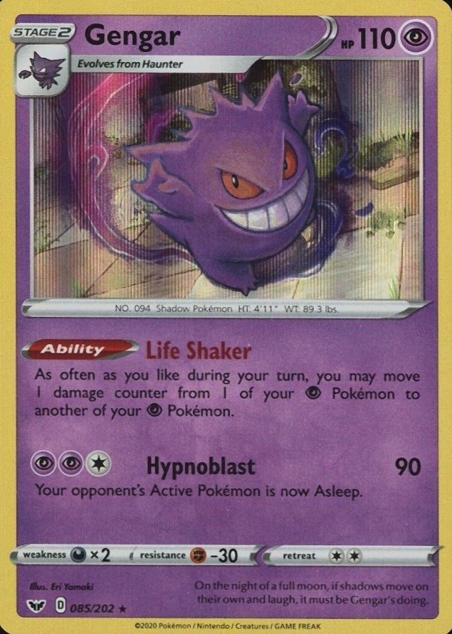 2020 Pokemon Sword & Shield Gengar-Holo #085 TCG Card