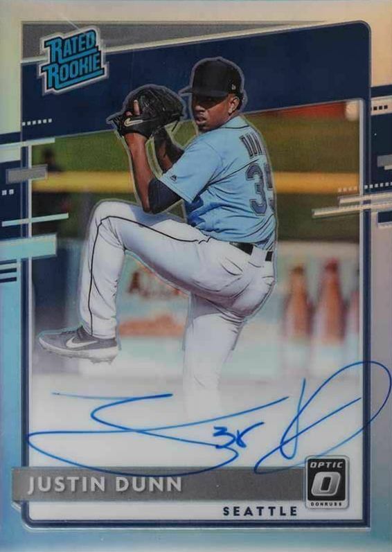 2020 Panini Donruss Optic Rated Rookies Signatures Justin Dunn #RRSJU Baseball Card