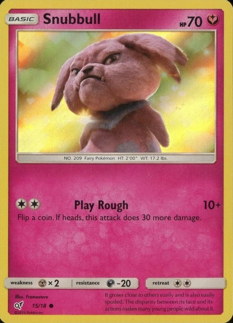 2019 Pokemon Sun & Moon Detective Pikachu  Snubbull-Holo #15 TCG Card