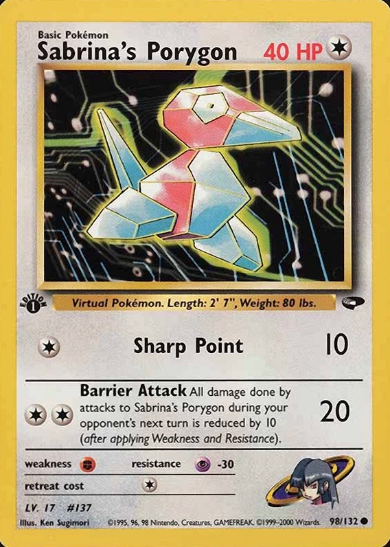 2000 Pokemon Gym Challenge Sabrina's Porygon #98 TCG Card