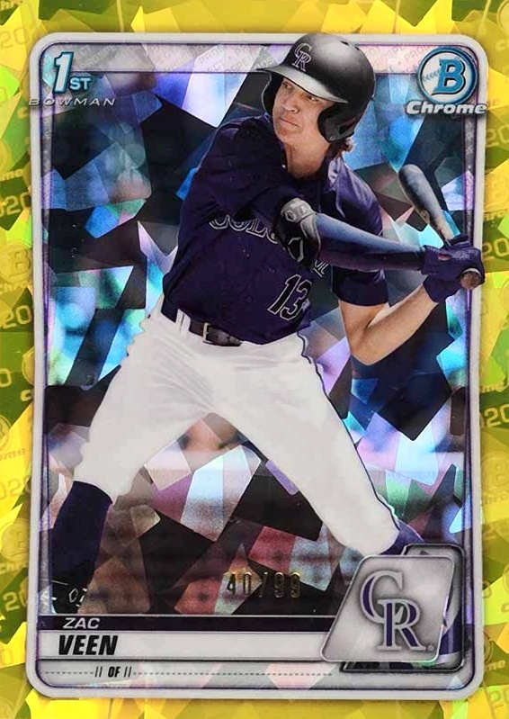 2020 Bowman Draft Chrome Sapphire Edition Zac Veen #BD107 Baseball Card