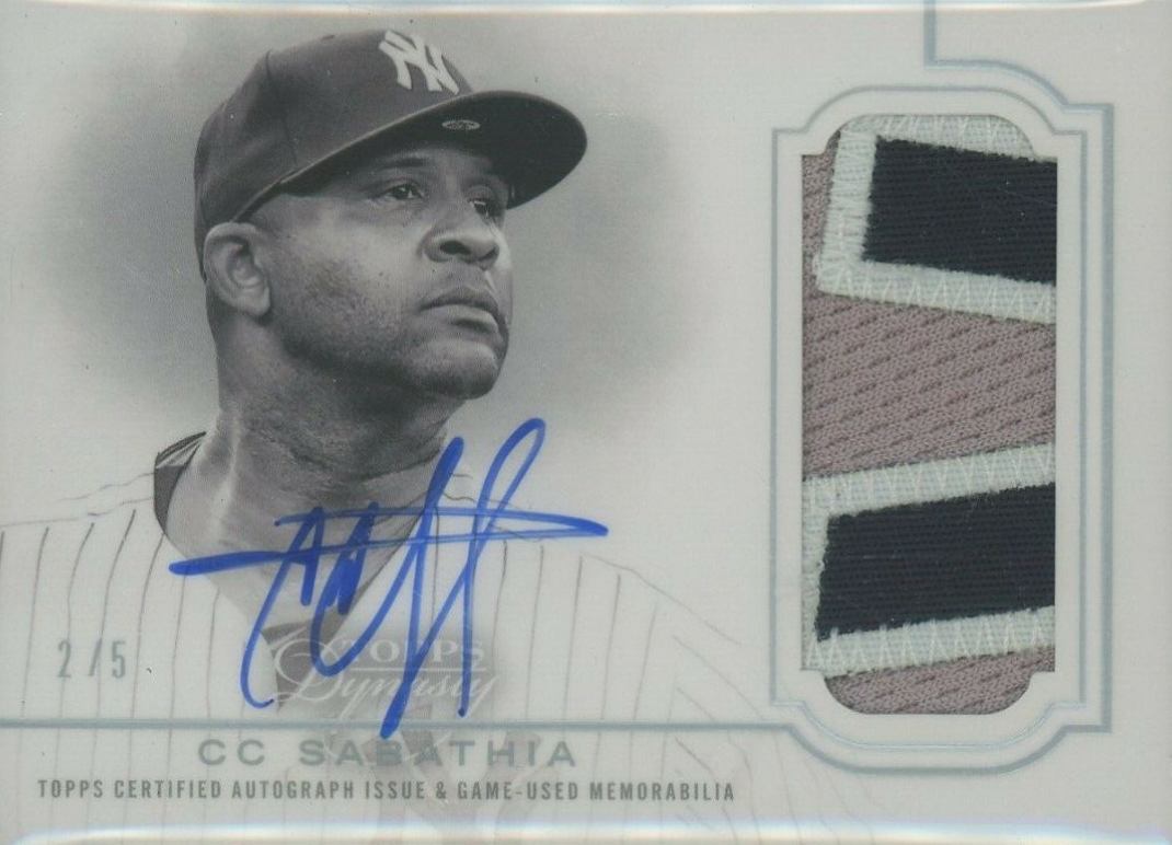 2020 Topps Dynasty Autographed Patch CC Sabathia #CC6 Baseball Card