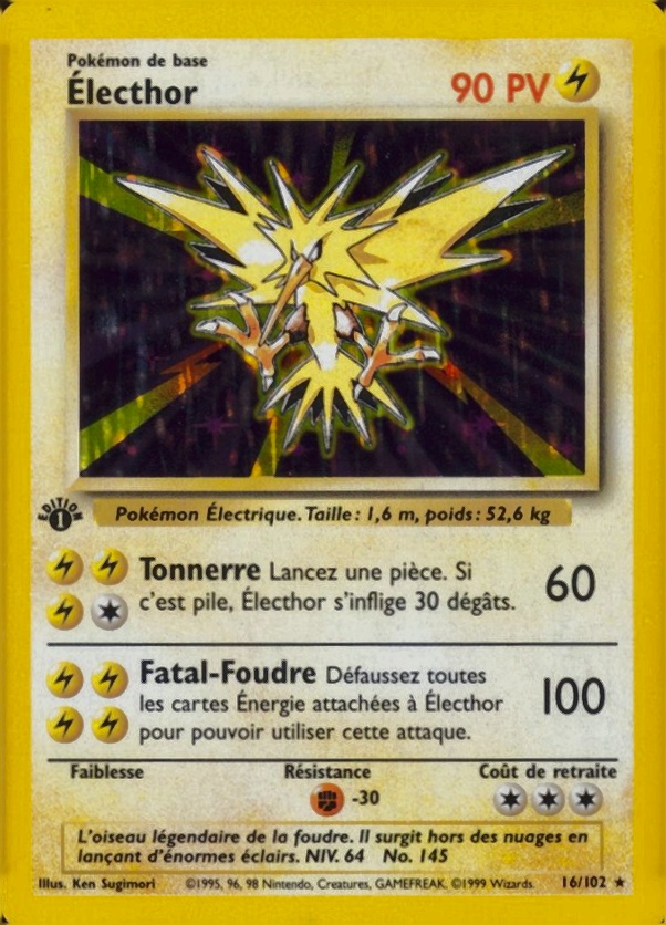 1999 Pokemon French Electhor-Holo #16 TCG Card