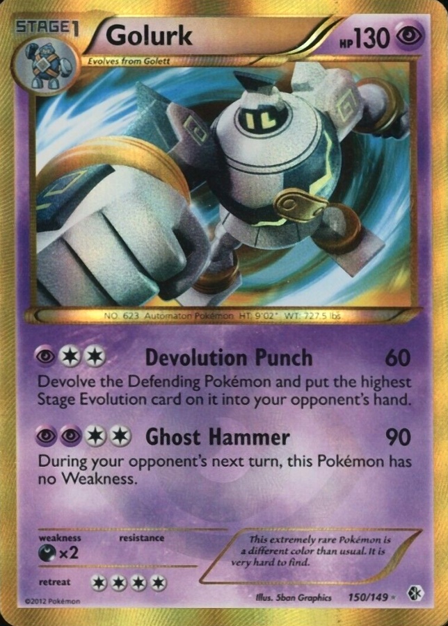 2012 Pokemon Black & White Boundaries Crossed  Golurk #150 TCG Card