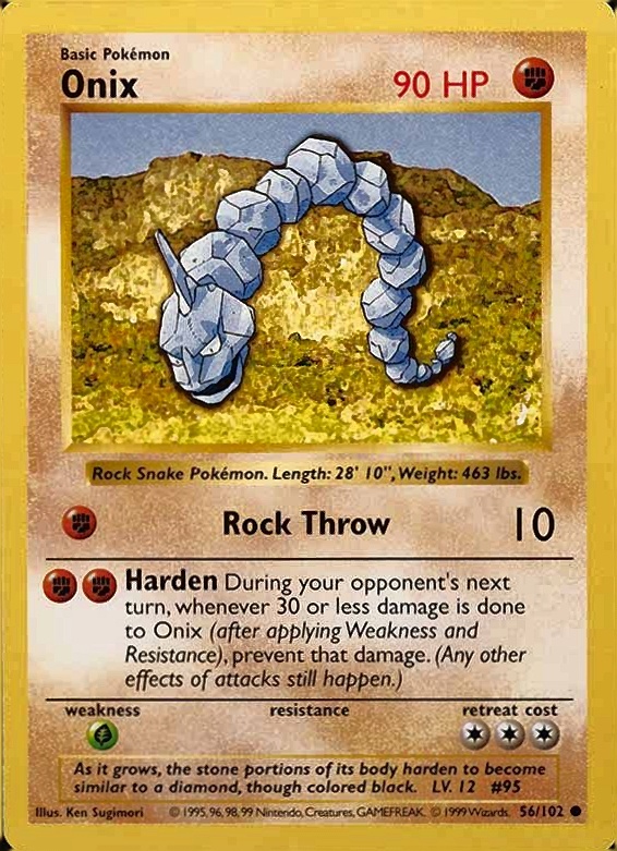 1999 Pokemon Game Onix #56 TCG Card