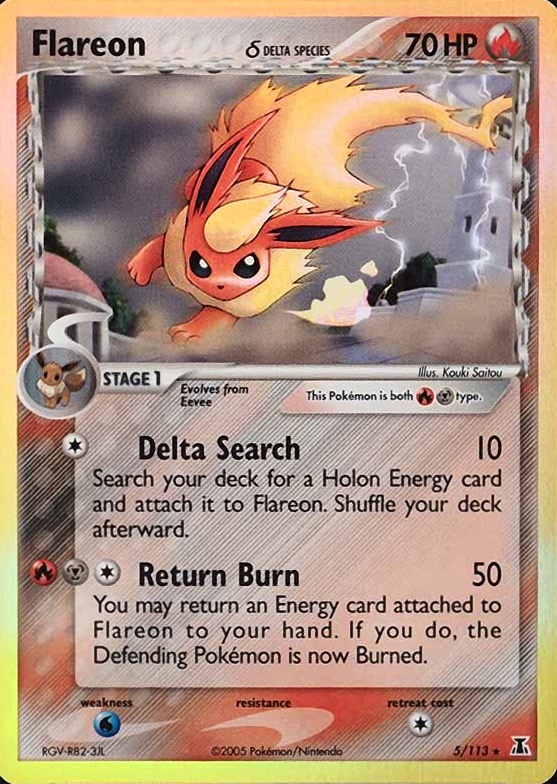 2005 Pokemon EX Delta Species Flareon-Holo #5 TCG Card