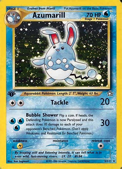 2000 Pokemon Neo Genesis 1st Edition Azumarill-Holo #2 TCG Card