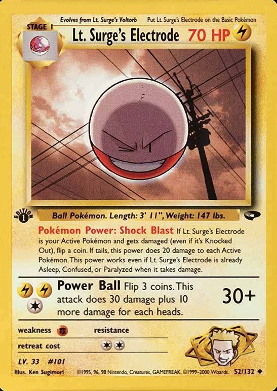 2000 Pokemon Gym Challenge LT. Surge's Electrode #52 TCG Card