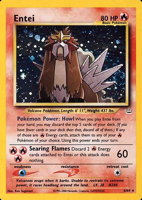 2001 Pokemon Neo Revelation Entei-Holo #6 TCG Card