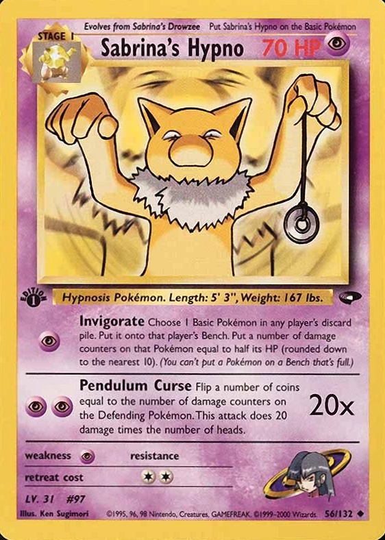 2000 Pokemon Gym Challenge Sabrina's Hypno #56 TCG Card