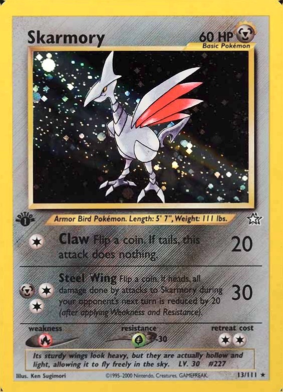 2000 Pokemon Neo Genesis 1st Edition Skarmory-Holo #13 TCG Card