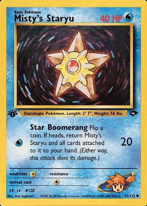 2000 Pokemon Gym Challenge Misty's Staryu #92 TCG Card