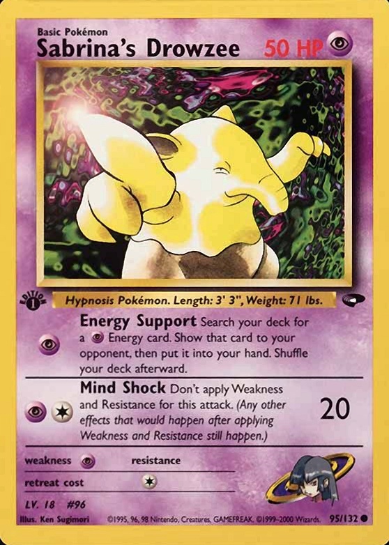 2000 Pokemon Gym Challenge Sabrina's Drowzee #95 TCG Card